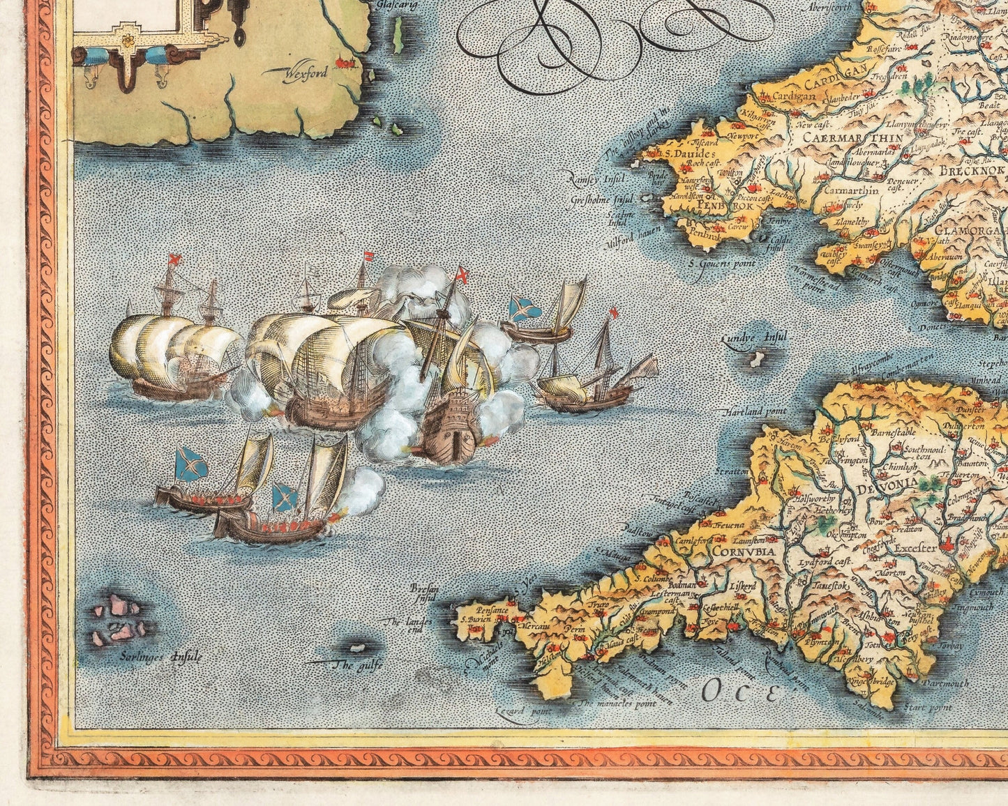 Stunning ENGLAND and WALES map Anglia Regnum by Abraham Ortelius 1603
