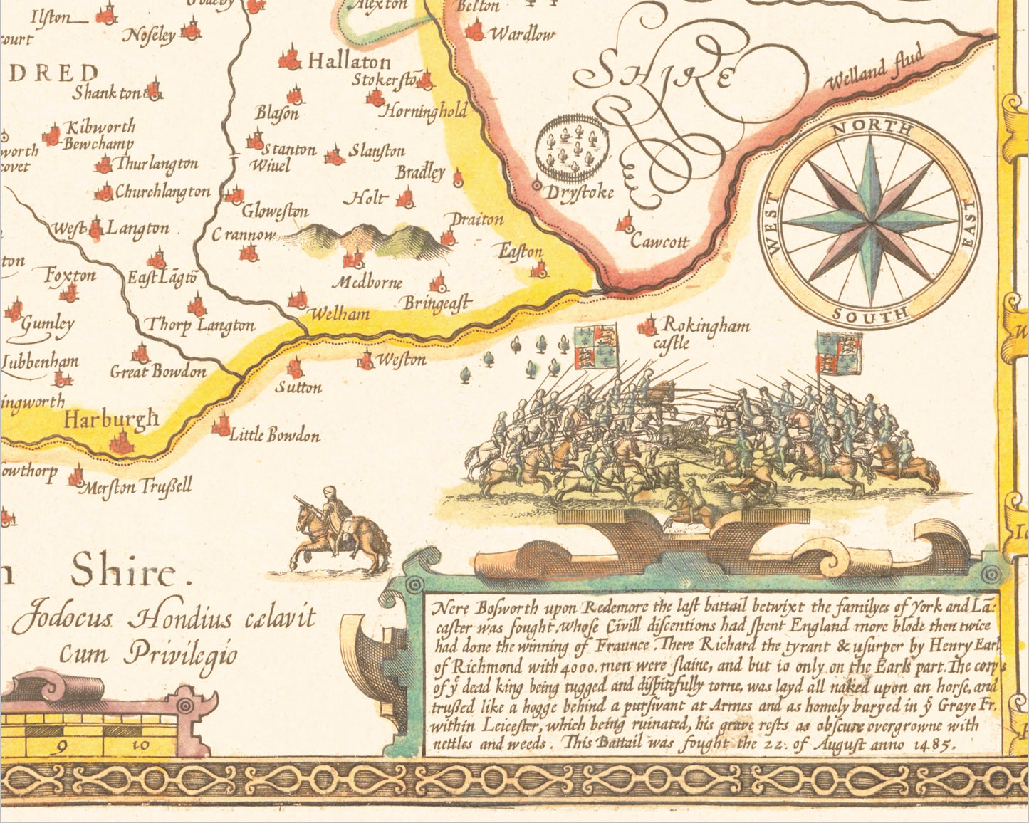 Old LEICESTERSHIRE map John Speed 1611 - Leicester Loughborough