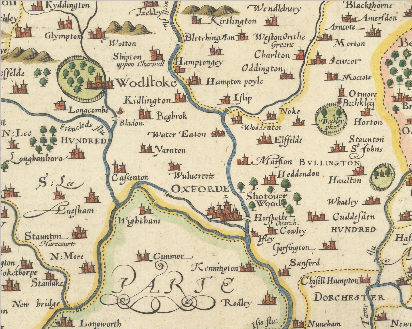 OXFORDSHIRE Old Map John Speed 1611 Oxford Banbury Abingdon Bicester