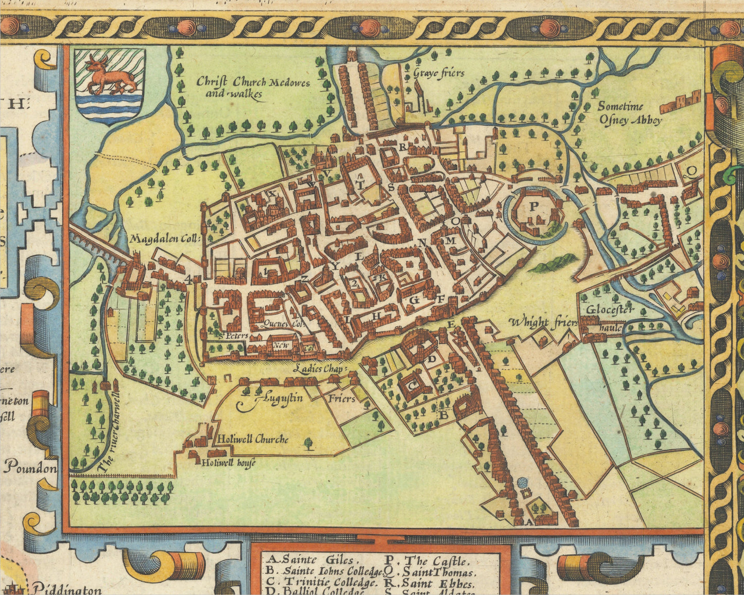 OXFORDSHIRE Old Map John Speed 1611 Oxford Banbury Abingdon Bicester