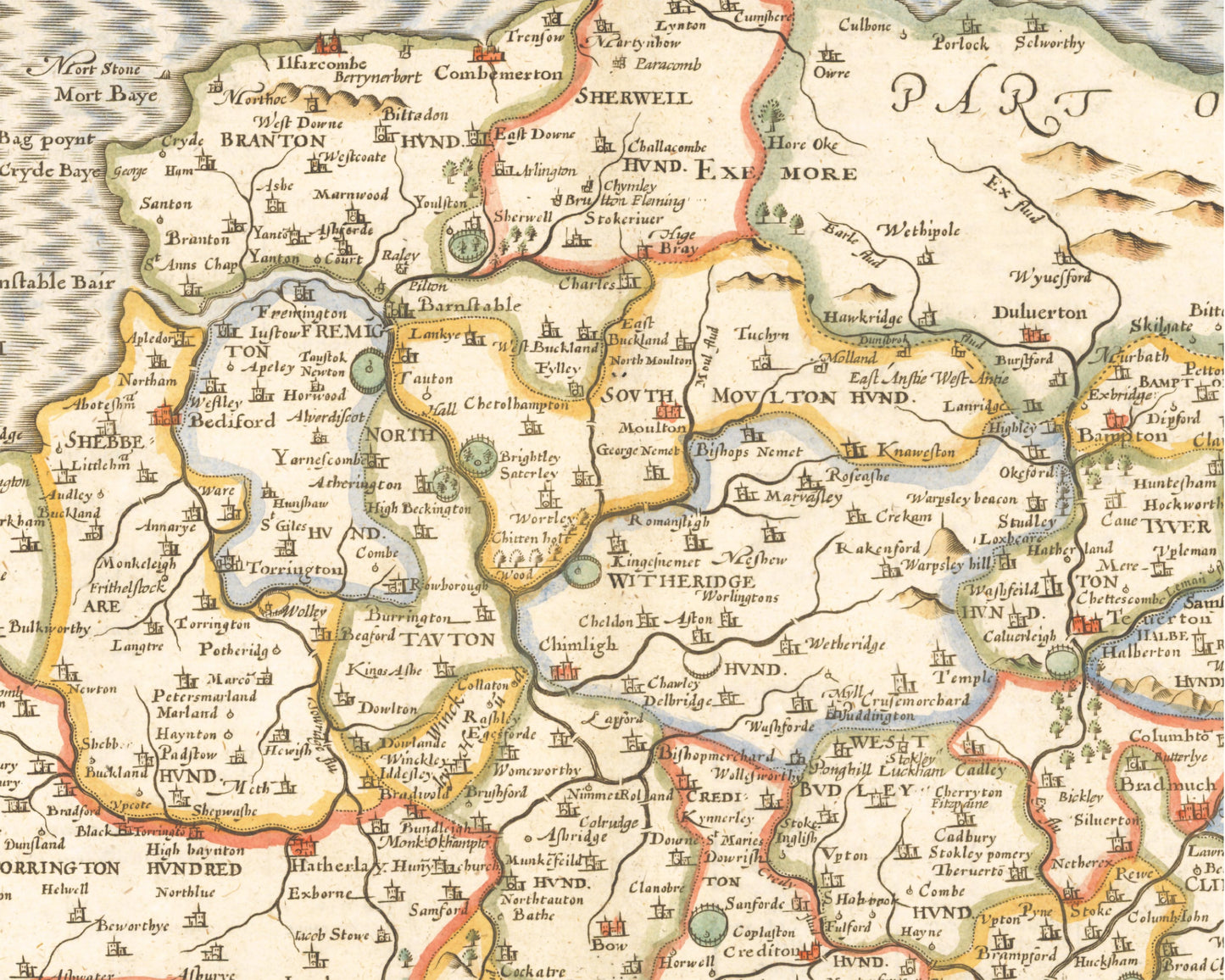 Old DEVON Map John Speed in 1611 Exeter Plymouth Devonshire Dartmouth