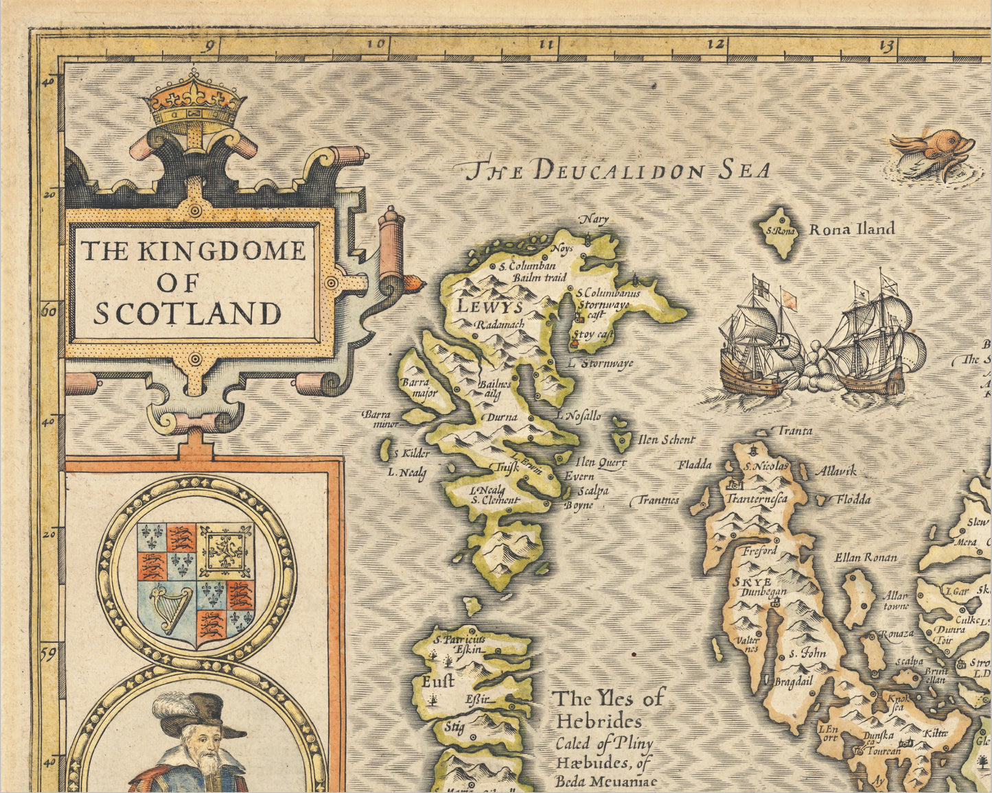 SCOTLAND Map John Speed 1611 Orkneys Shetlands Hebrides Highlands