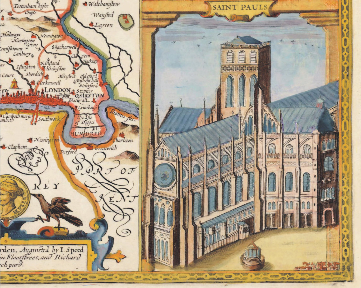 MIDDLESEX old Map in 1611 by John Speed - City of London, Westminster