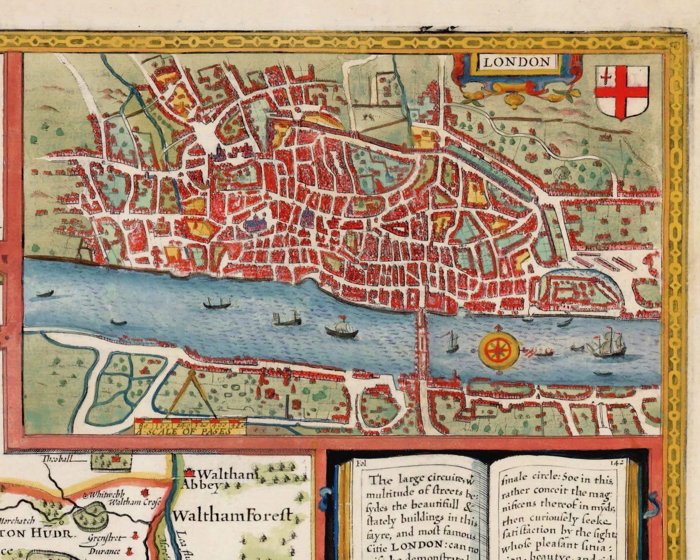 MIDDLESEX old Map in 1611 by John Speed - City of London, Westminster