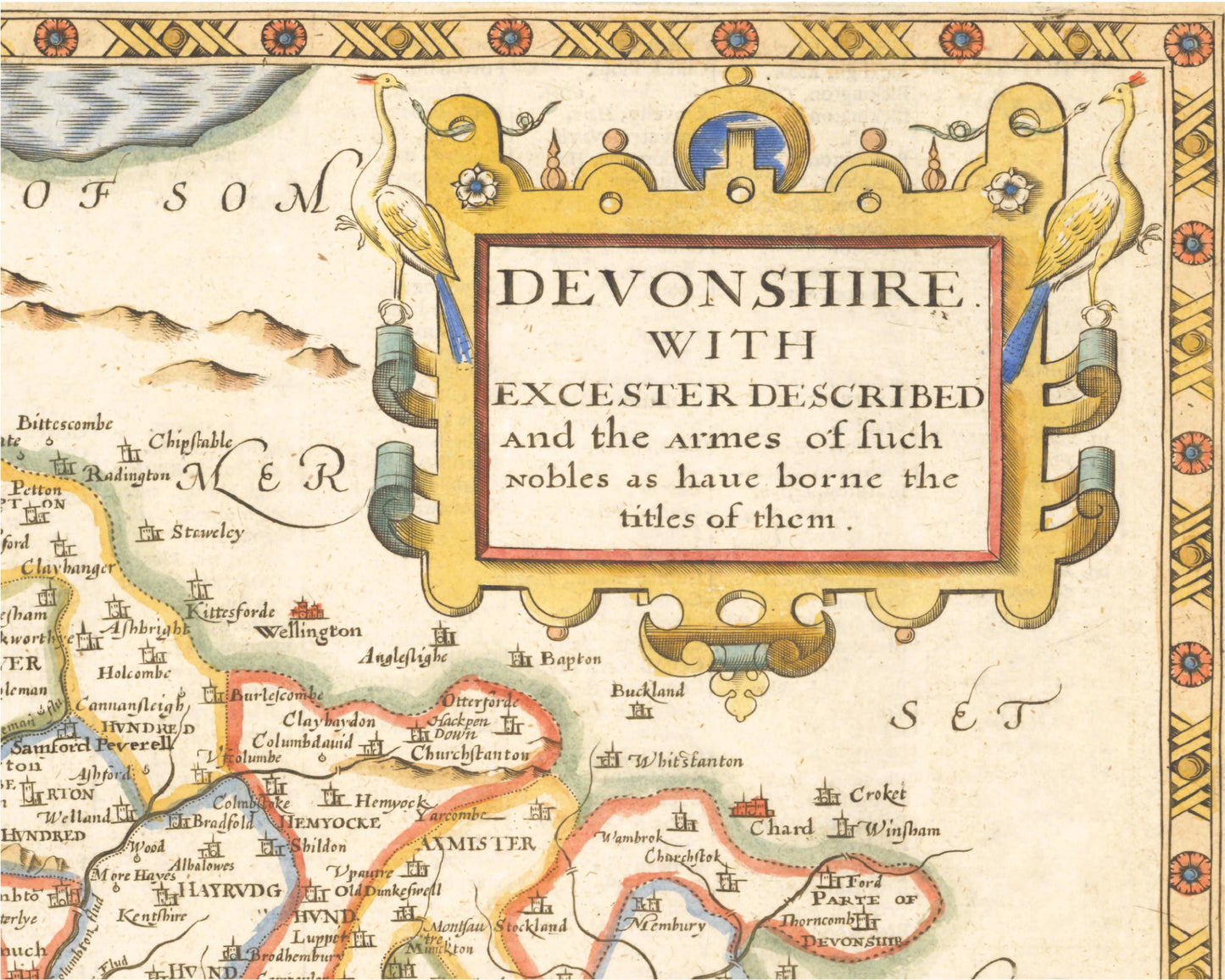 Old DEVON Map John Speed in 1611 Exeter Plymouth Devonshire Dartmouth