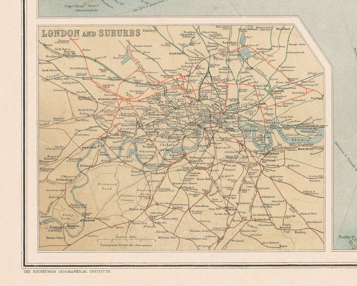 Rare Bartholomew's RAILWAY Map of the British Isles 1927