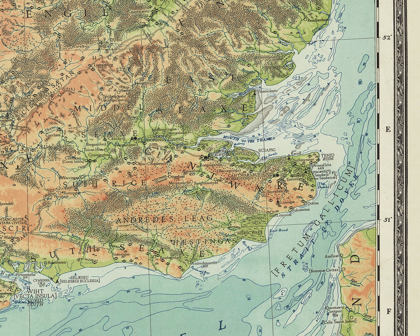 Britain in the DARK AGES (410 - 871 AD) Superb map 1935