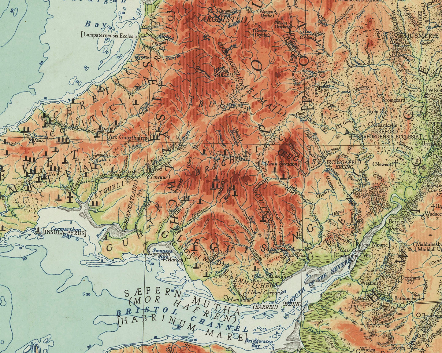 Britain in the DARK AGES (410 - 871 AD) Superb map 1935