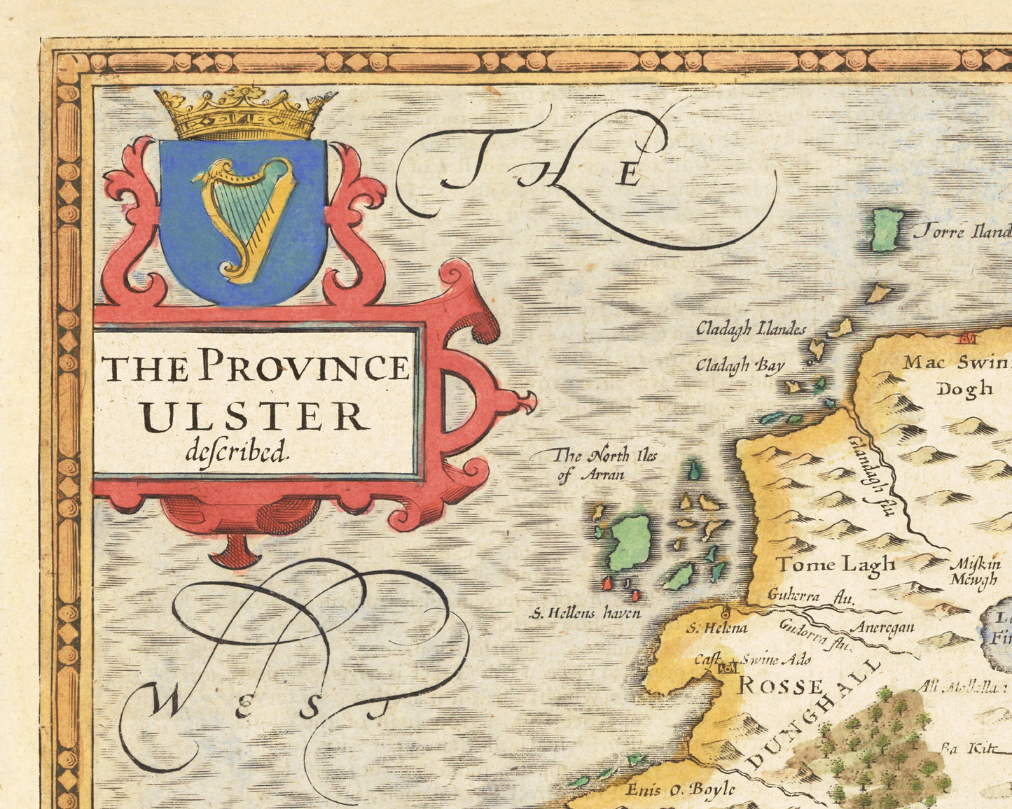 Old ULSTER Map by John Speed 1611 Antrim Armagh Cavan Down Tyrone