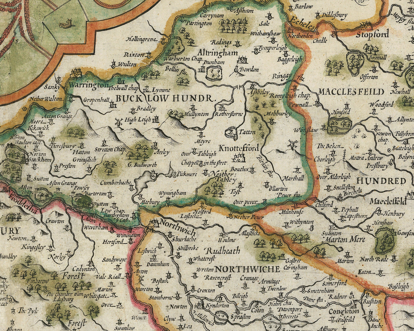 Old CHESHIRE Map by John Speed 1611