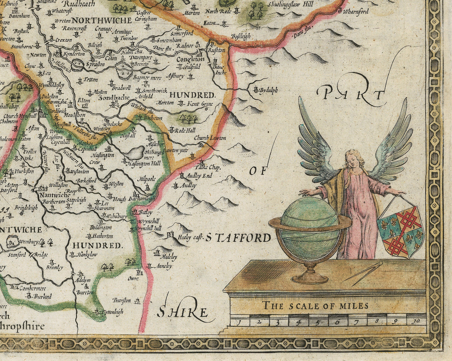 Old CHESHIRE Map by John Speed 1611