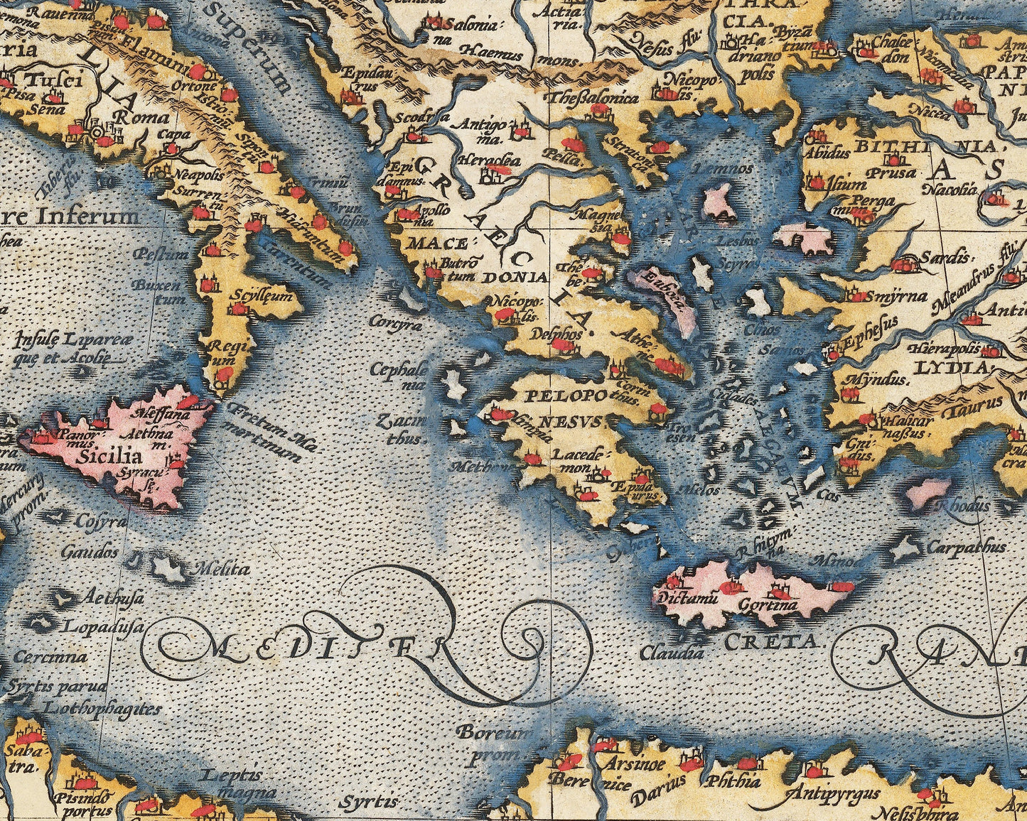 Stunning ROMAN EMPIRE Map by Abraham Ortelius 1603 Romani Imperii Imago