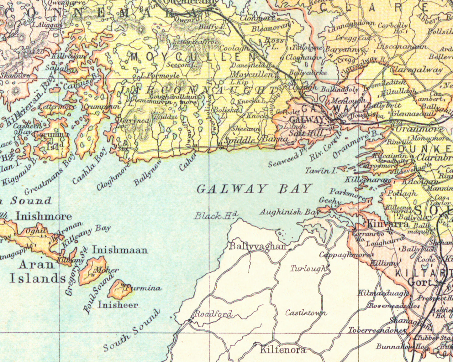 County GALWAY Antique reproduction Irish Map 1897 by Bartholomew