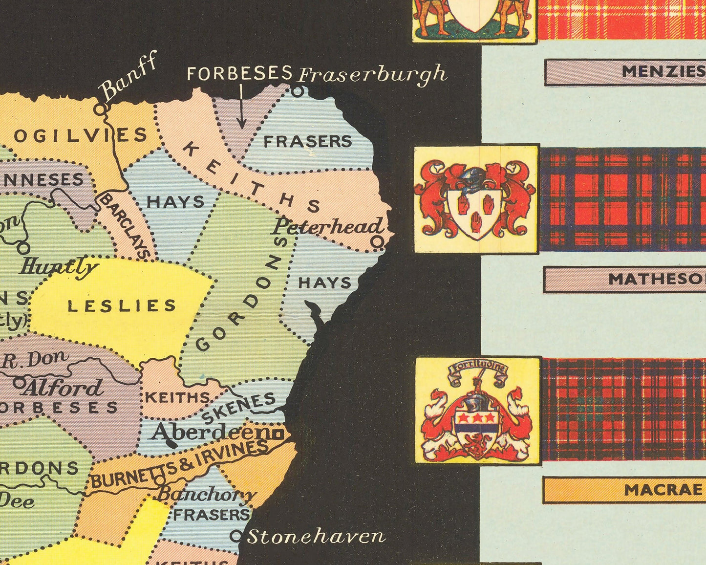 SCOTTISH Clans and TARTANS map by Johnston Highland Dress