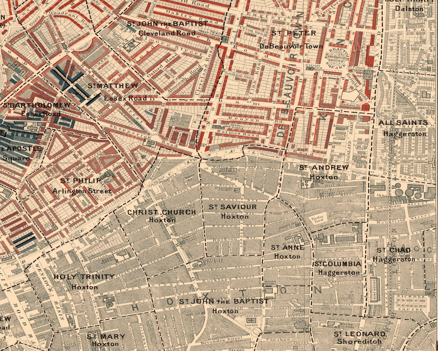 LONDON poverty Map Camden, Islington, Kings Cross 1898 Charles BOOTH