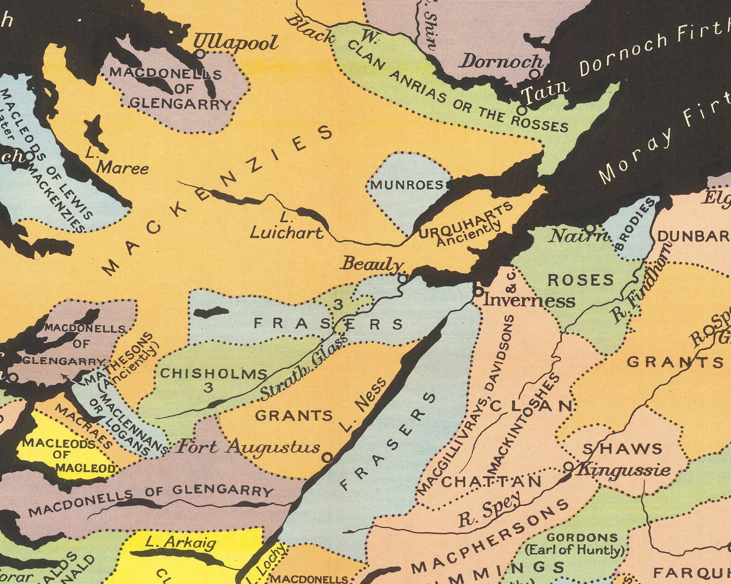 SCOTTISH Clans and TARTANS map by Johnston Highland Dress