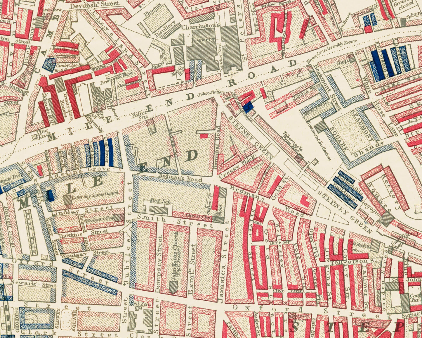 JEWISH East London Map 1899 Whitechapel George Arkell