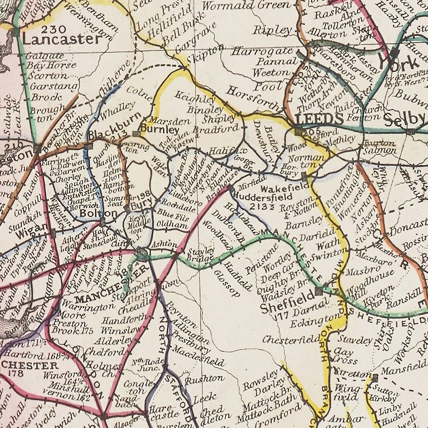 Rare Famous BRADSHAW'S RAILWAY Map 1853 restored reproduction