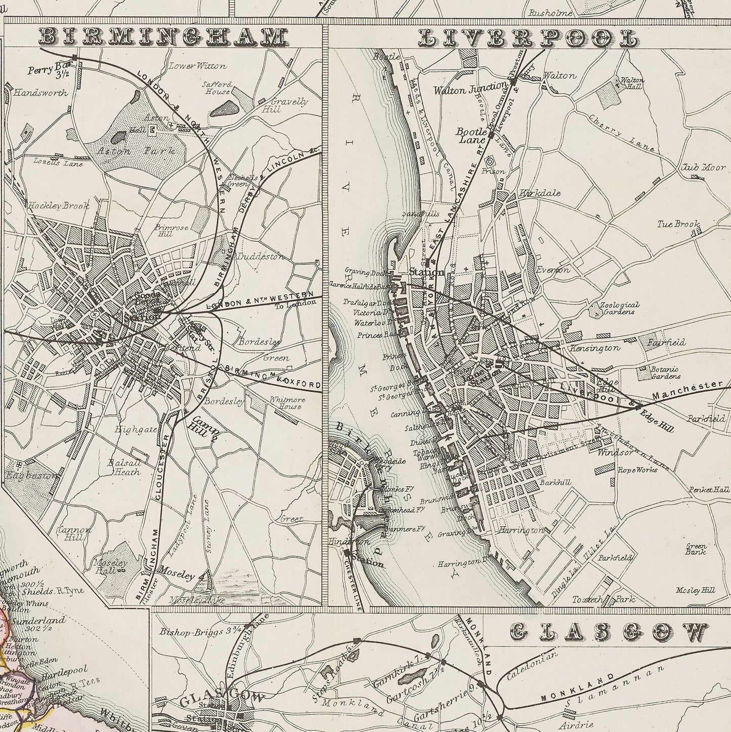 Rare Famous BRADSHAW'S RAILWAY Map 1853 restored reproduction
