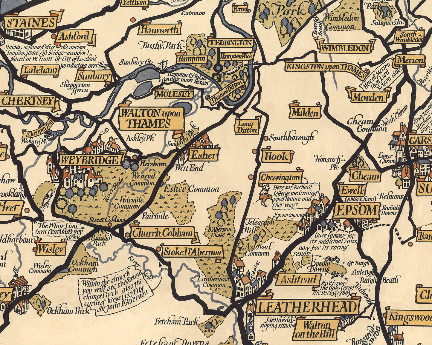Old LONDON and Suburbs Pictorial Bus Services Map 1928 Max Gill