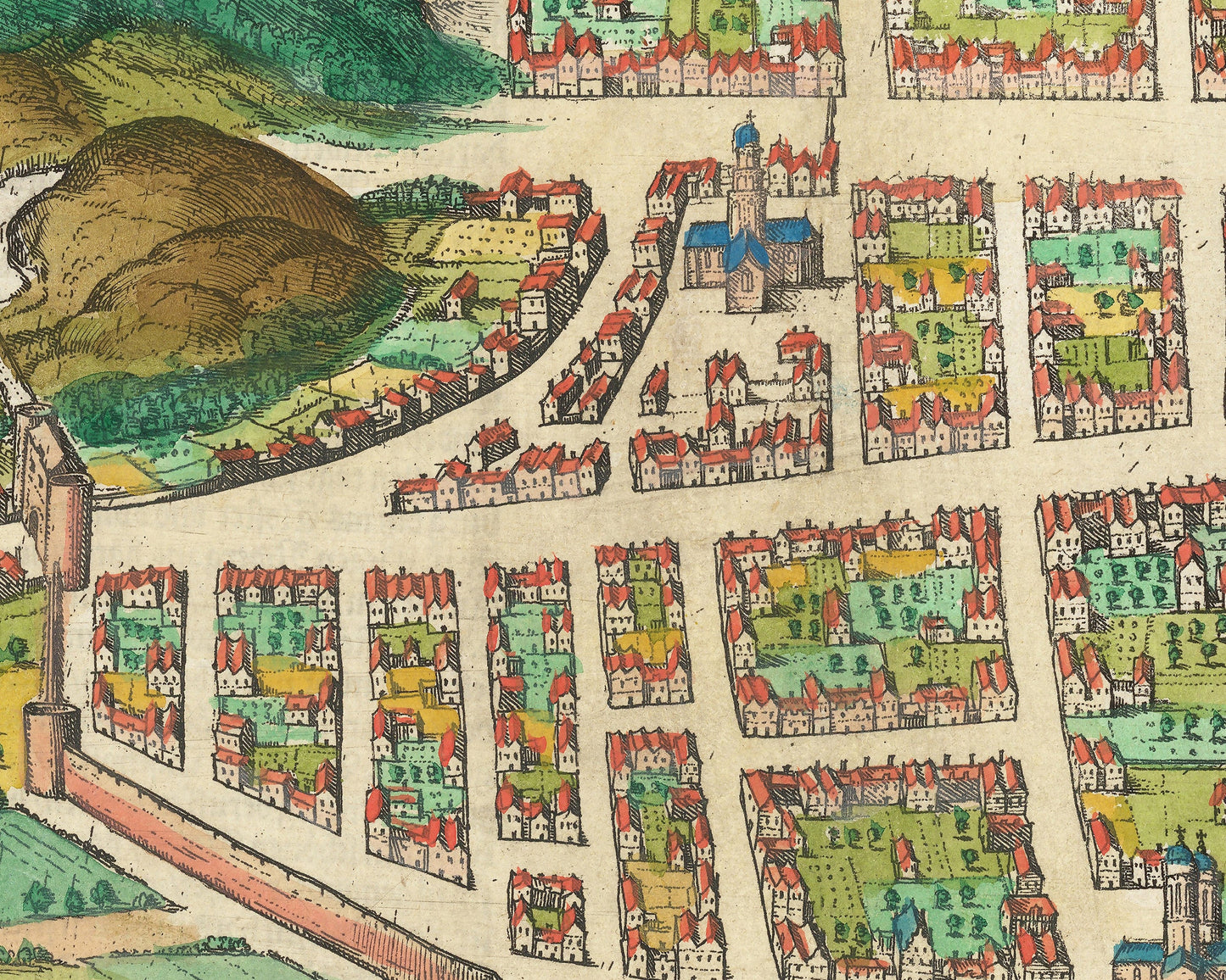 Map of old EDINBURGH 1580 Braun and Hogenberg - Castle, Walls, Holyrood