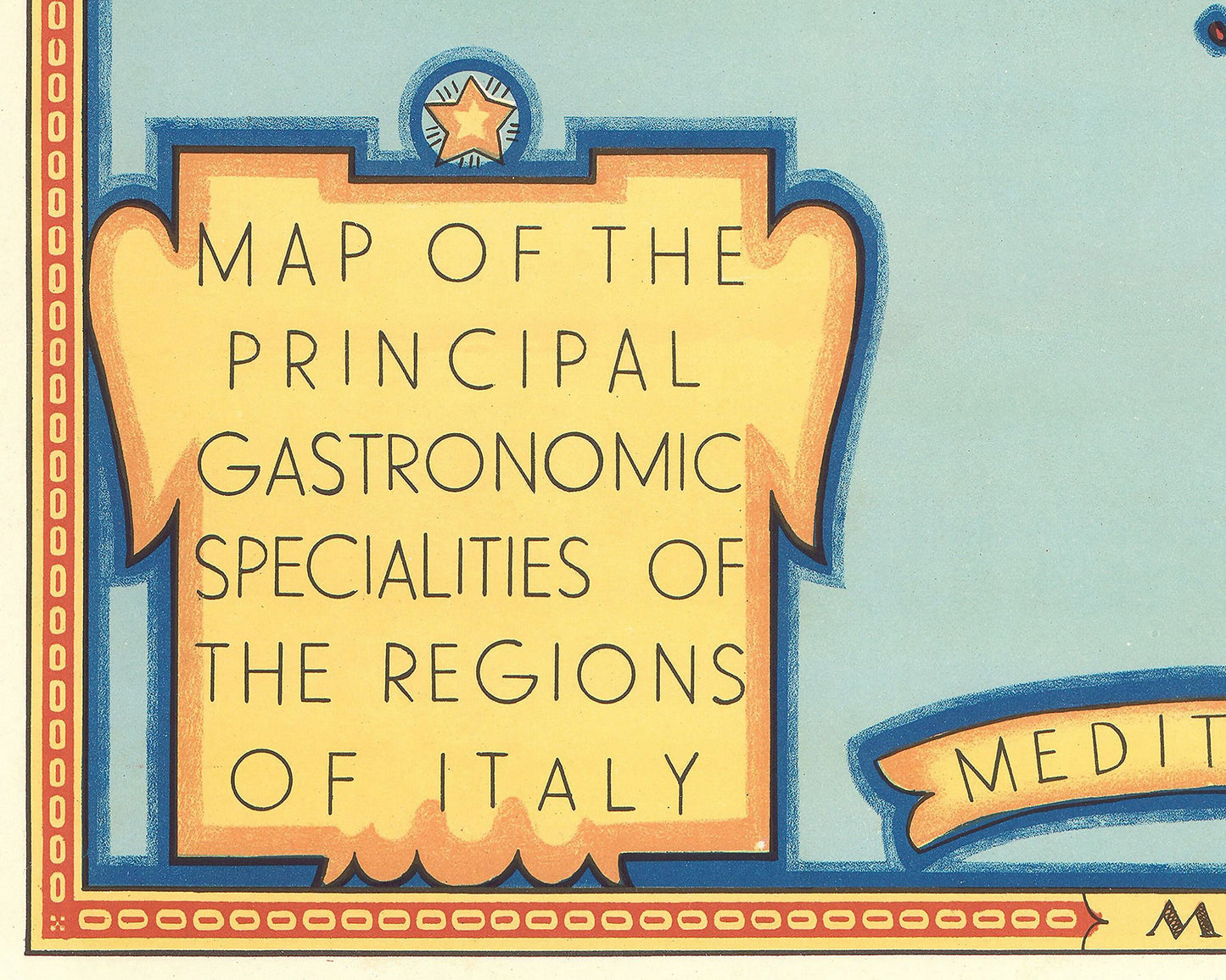 GASTRONOMIC ITALY map 1931 Umberto Zimelli Italian regions food and drink