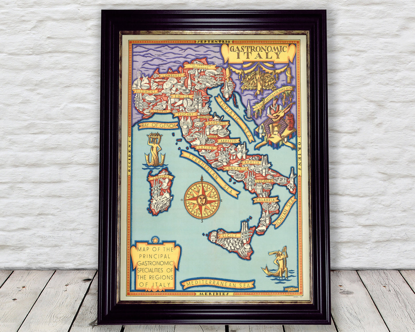 GASTRONOMIC ITALY map 1931 Umberto Zimelli Italian regions food and drink