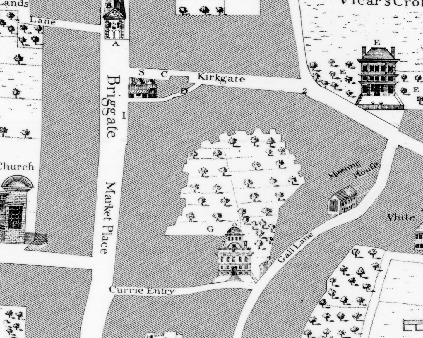 LEEDS map - Cossins Plan of Leedes 1726 Headrow The Calls Briggate