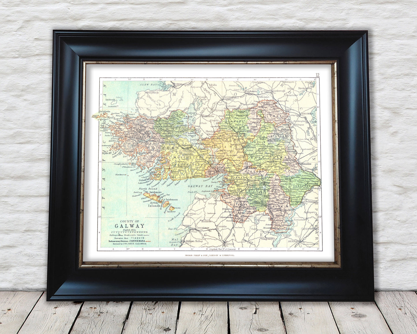 County GALWAY Antique reproduction Irish Map 1897 by Bartholomew