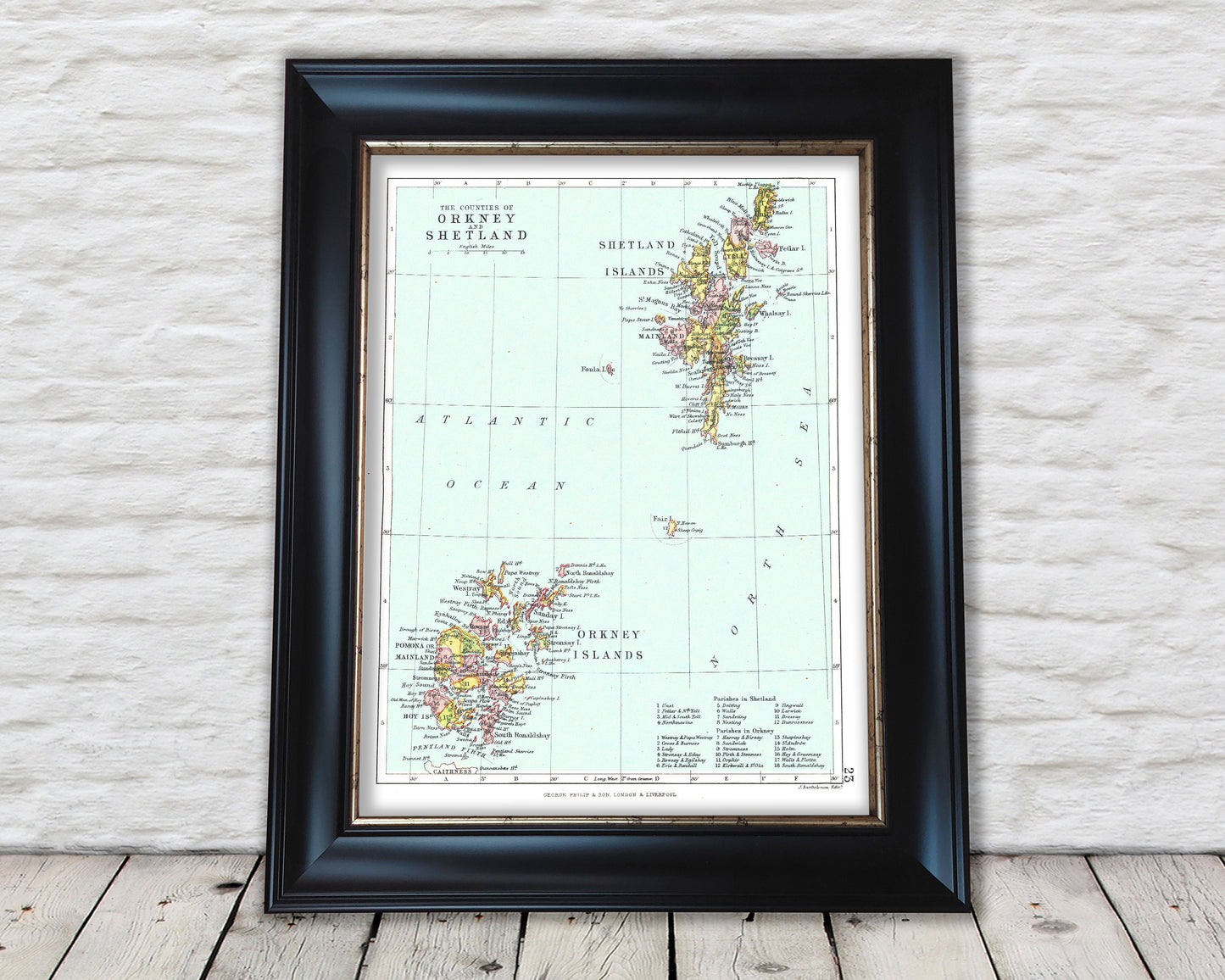 ORKNEY and SHETLAND Islands Map 1886 Yell Bresay Sanday Westray Unst