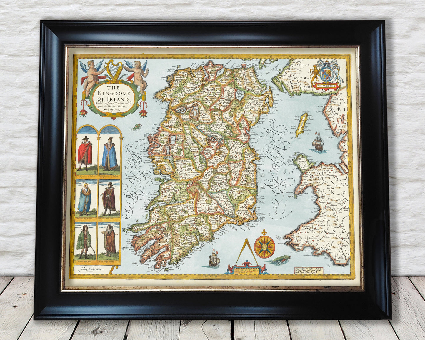 Old IRELAND map John Speed 1611 Ulster, Leinster, Munster, Connacht