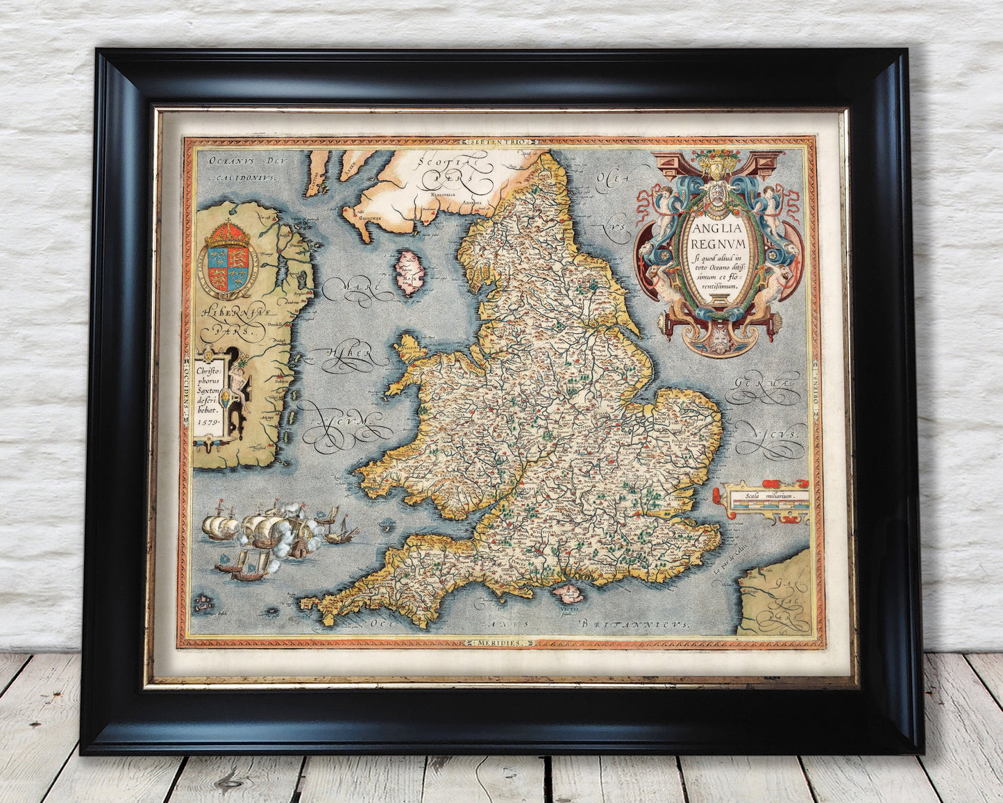 Stunning ENGLAND and WALES map Anglia Regnum by Abraham Ortelius 1603