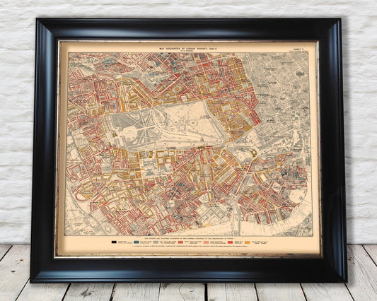 LONDON poverty Map Westminster  Kensington Mayfair 1898 Charles BOOTH