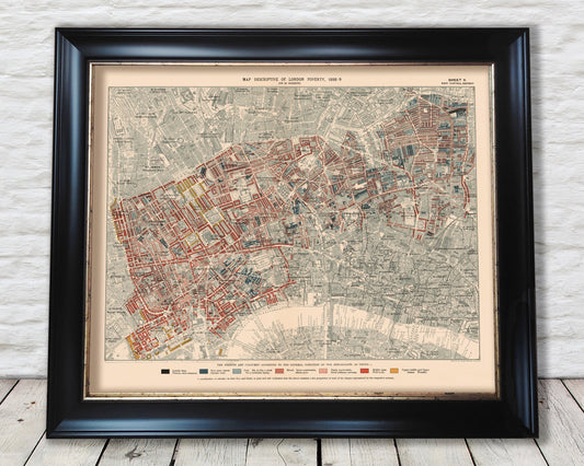 LONDON poverty Map Westminster, City, Islington 1898-9 Charles Booth