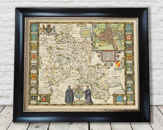 OXFORDSHIRE Old Map John Speed 1611 Oxford Banbury Abingdon Bicester