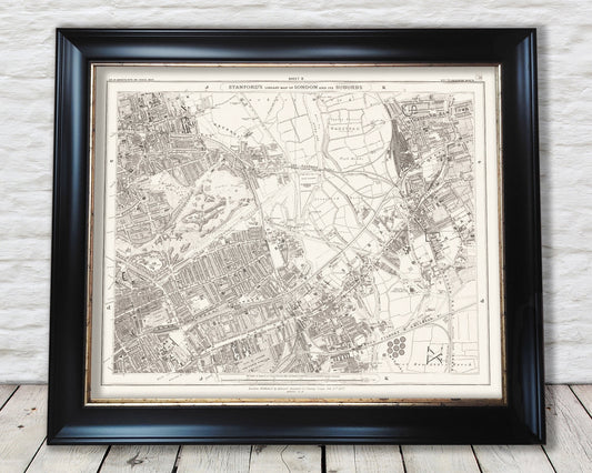 Old LONDON map 1877  Stratford, Victoria Park, Hackney Wick Sheet 8