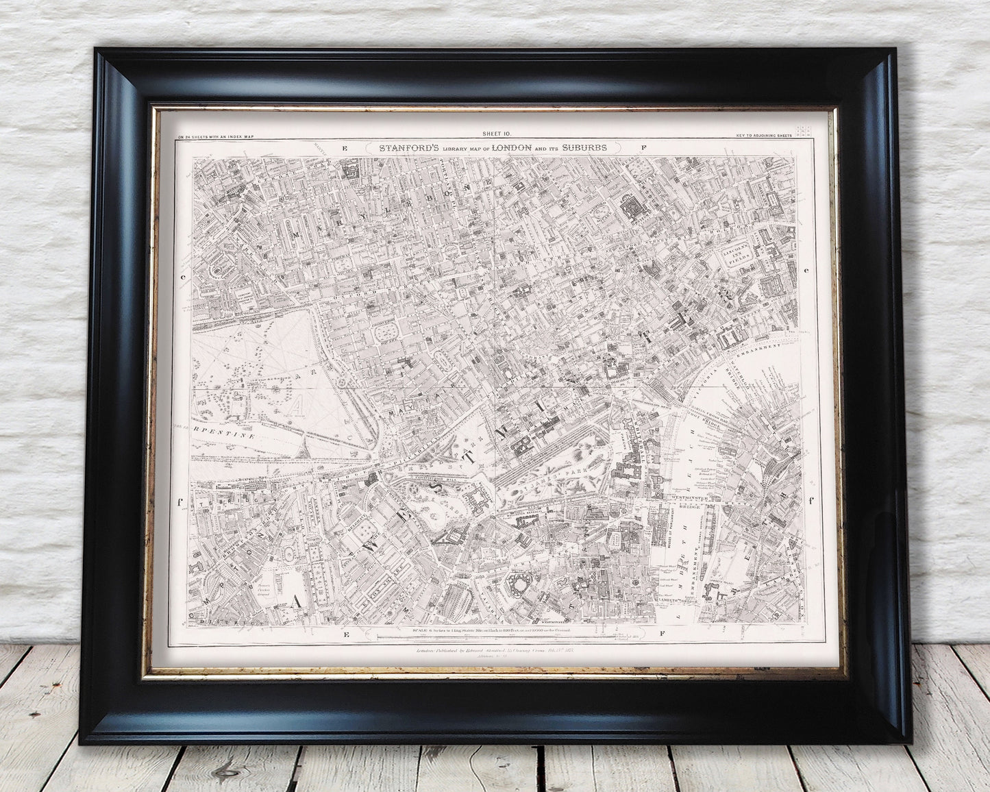 Old LONDON map 1877 Mayfair Westminster Marylebone Hyde Park Sheet 10