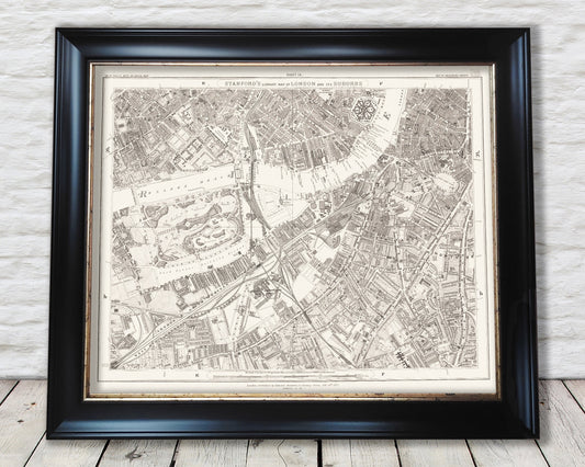 Old LONDON map 1877 Chelsea Battersea Park Vauxhall Bridge sheet 14