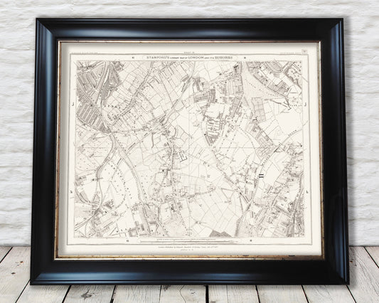 Old LONDON map 1877 Herne Hill, Dulwich and East Dulwich Sheet 19