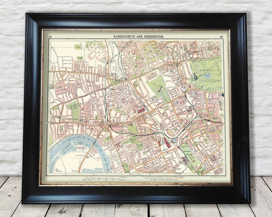 Hammersmith KENSINGTON Shepherds Bush Street Map 1921 Sheet 32/33