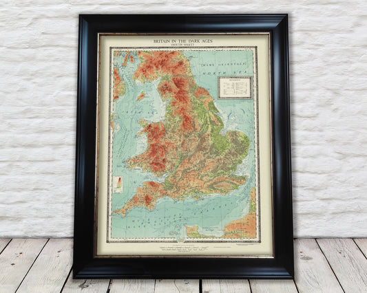 Britain in the DARK AGES (410 - 871 AD) Superb map 1935