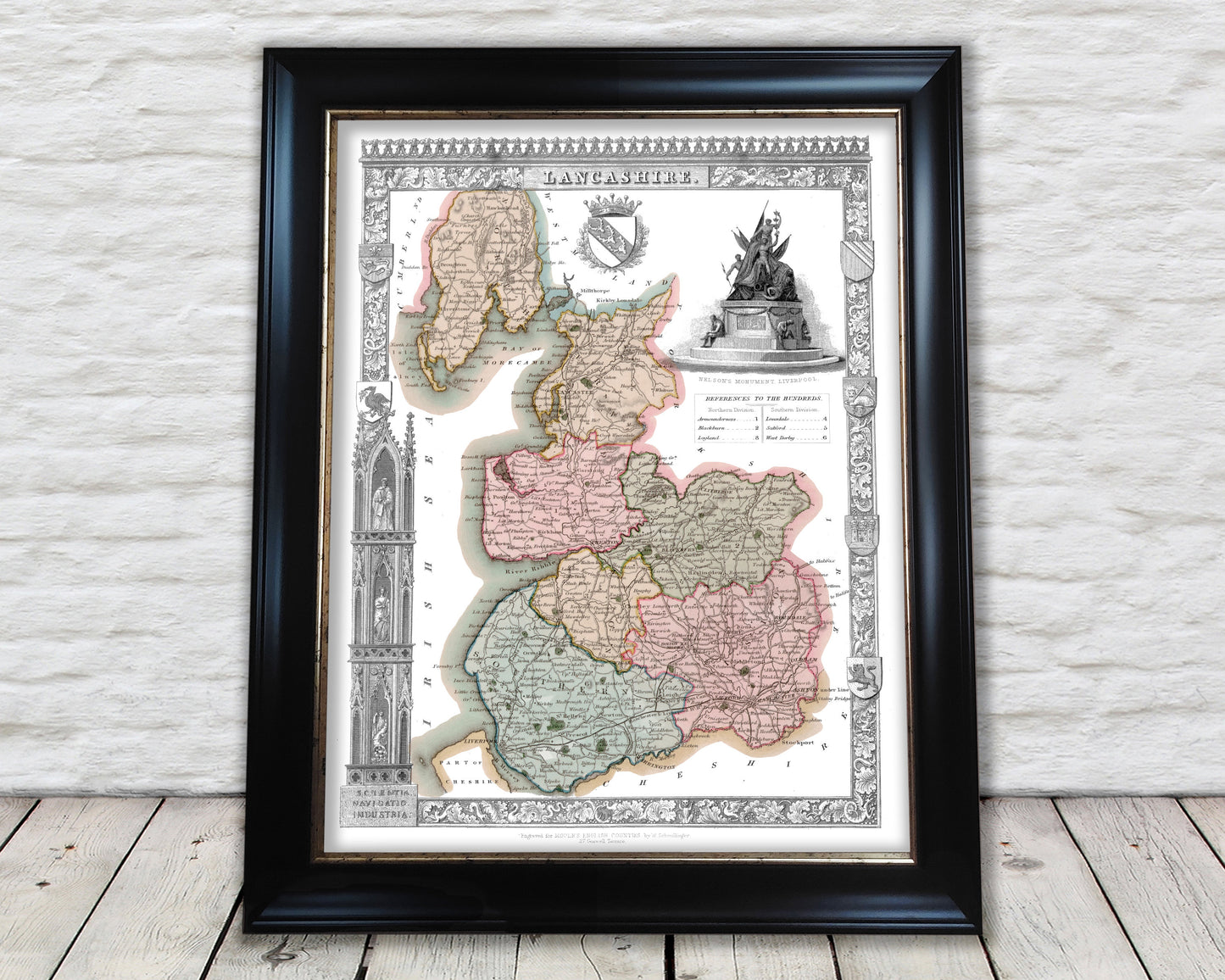 LANCASHIRE 1837 - Reproduction vintage County Map by Thomas Moule