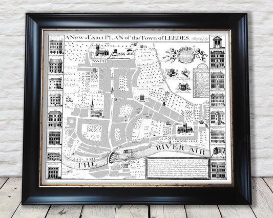 LEEDS map - Cossins Plan of Leedes 1726 Headrow The Calls Briggate
