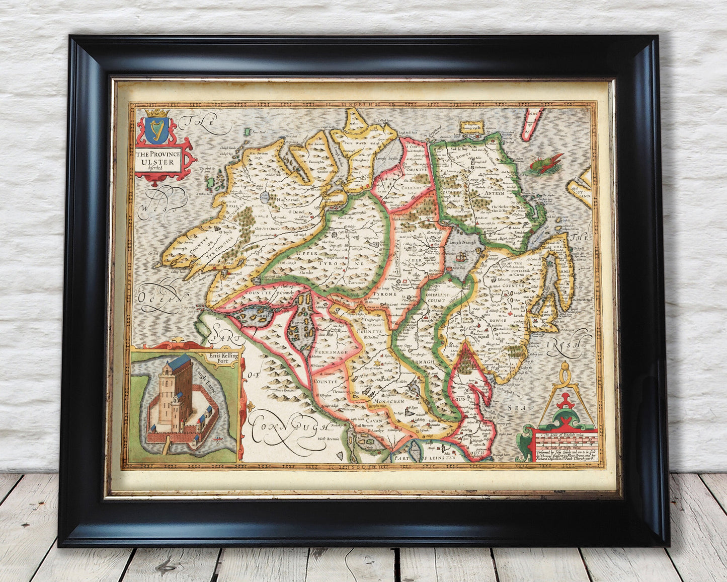 Old ULSTER Map by John Speed 1611 Antrim Armagh Cavan Down Tyrone