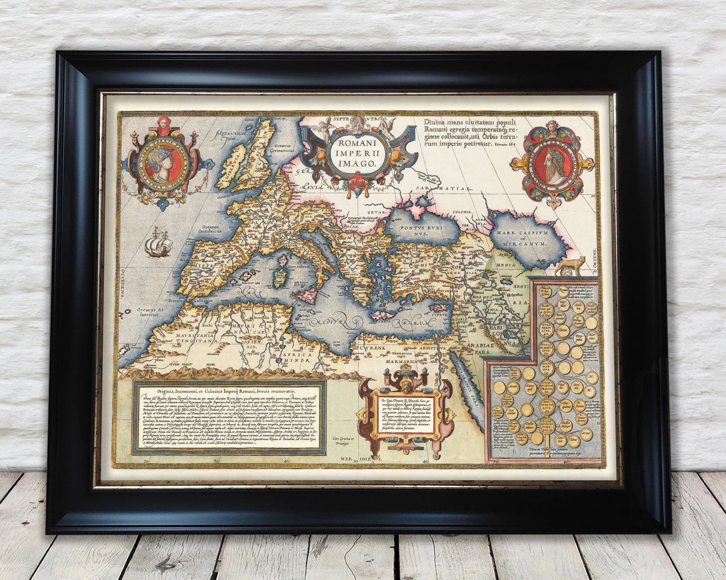 Stunning ROMAN EMPIRE Map by Abraham Ortelius 1603 Romani Imperii Imago