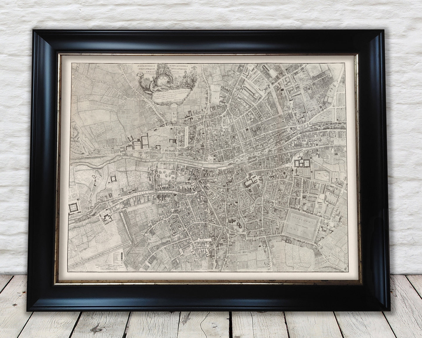 Old DUBLIN Map 1773 by John Rocque - River Liffey, Trinity College, Castle