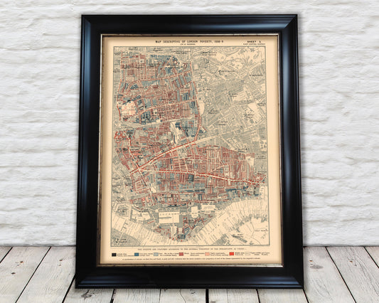 LONDON POVERTY Map Whitechapel, Stepney - 1898-9 Charles Booth