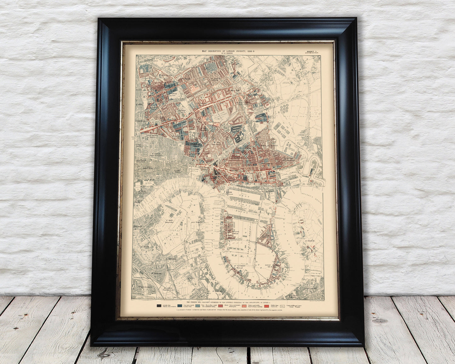 LONDON POVERTY Map Isle of Dogs, Poplar 1898-9 Charles Booth