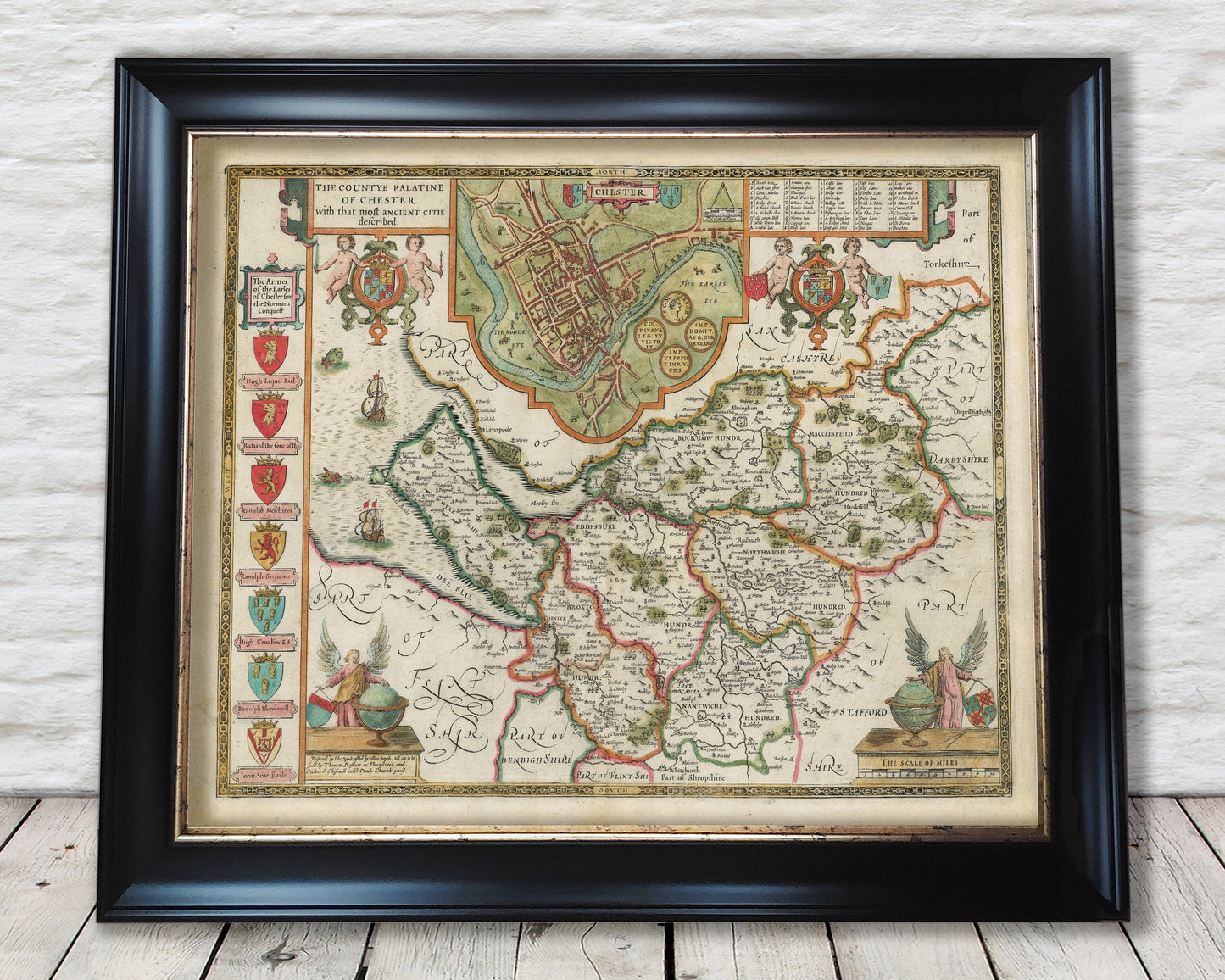 Old CHESHIRE Map by John Speed 1611