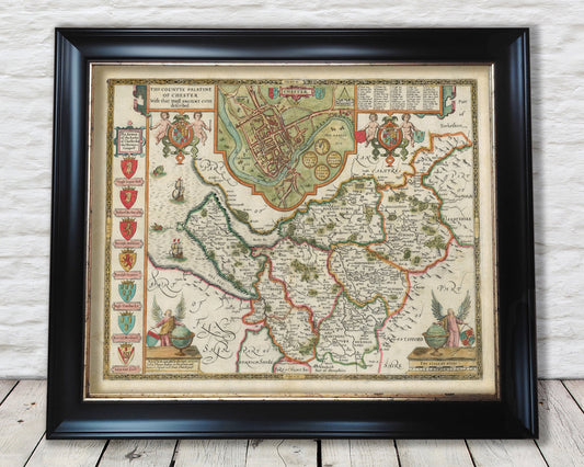 Old CHESHIRE Map by John Speed 1611